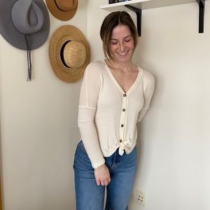 JOLIE faux button Henley top